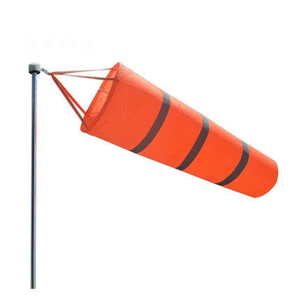 Qishi airport windsock in bright orange with reflective belt for high visibility and safety.
