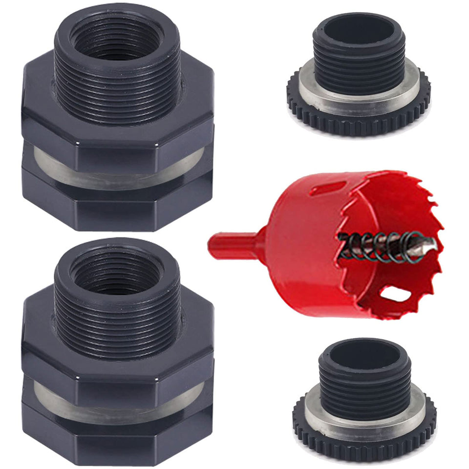 Qitdathn bulkhead kit with hole saw for quick rain barrel setup