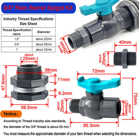 Qitdathn rain barrel spigot kit garden hose adapter connects hoses easily