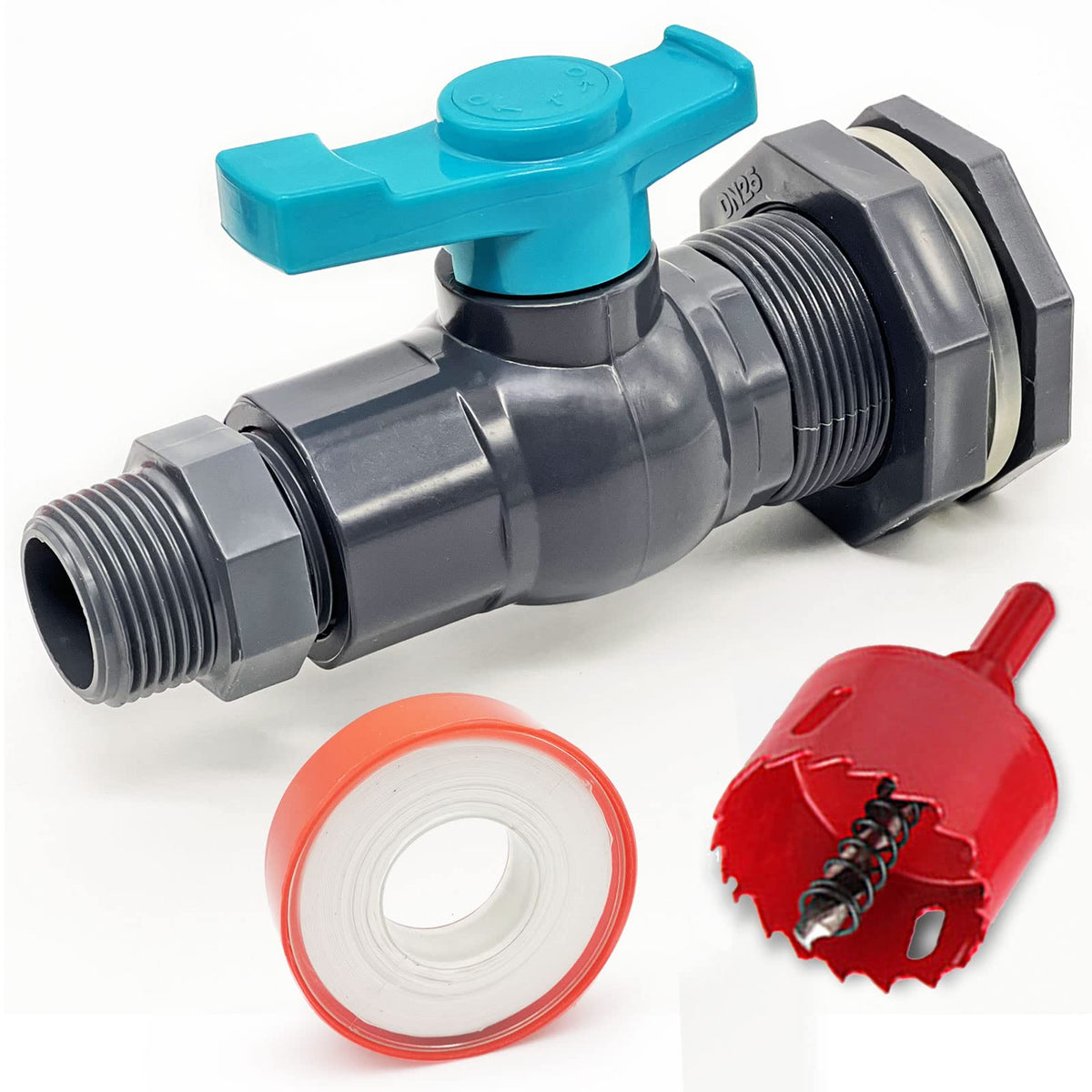 Qitdathn rain barrel spigot kit with hole saw for fast hose connection