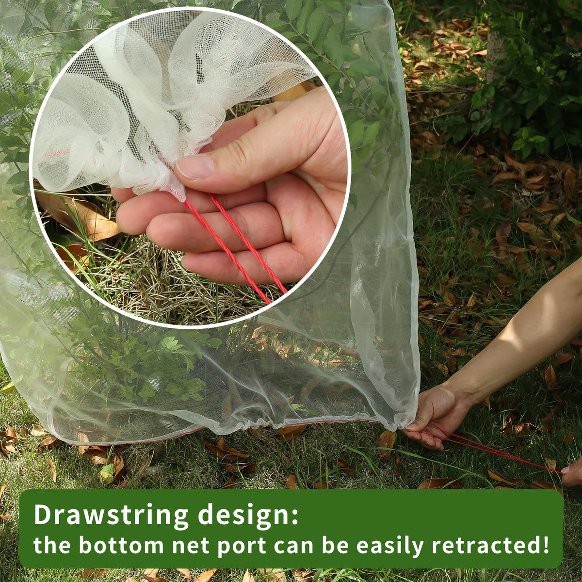 QiWeiFaCai vegetable garden netting lets rain through while protecting.