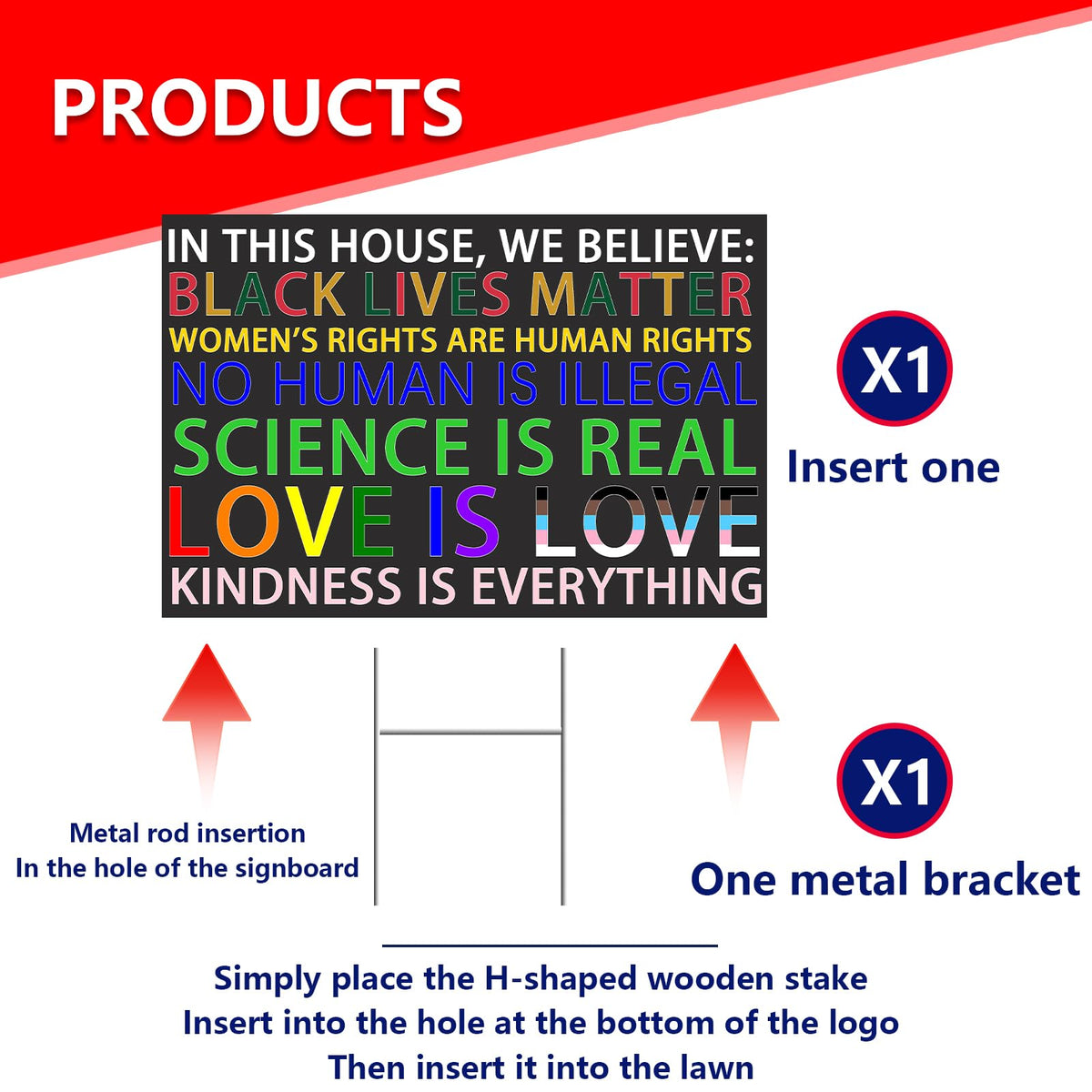 Qiyeyeye 15-inch metal stake yard sign ensures secure placement during wind.