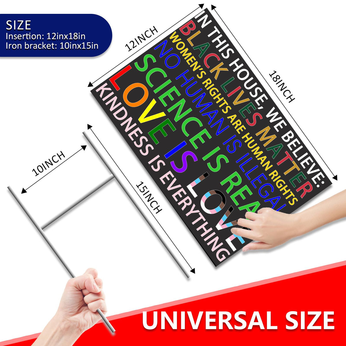 Qiyeyeye Black Lives Matter sign with bright colors for outdoor protest displays.