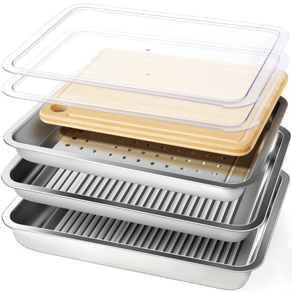 QIZHENXX grilling prep tray deep – ideal for marinating and transporting raw meats