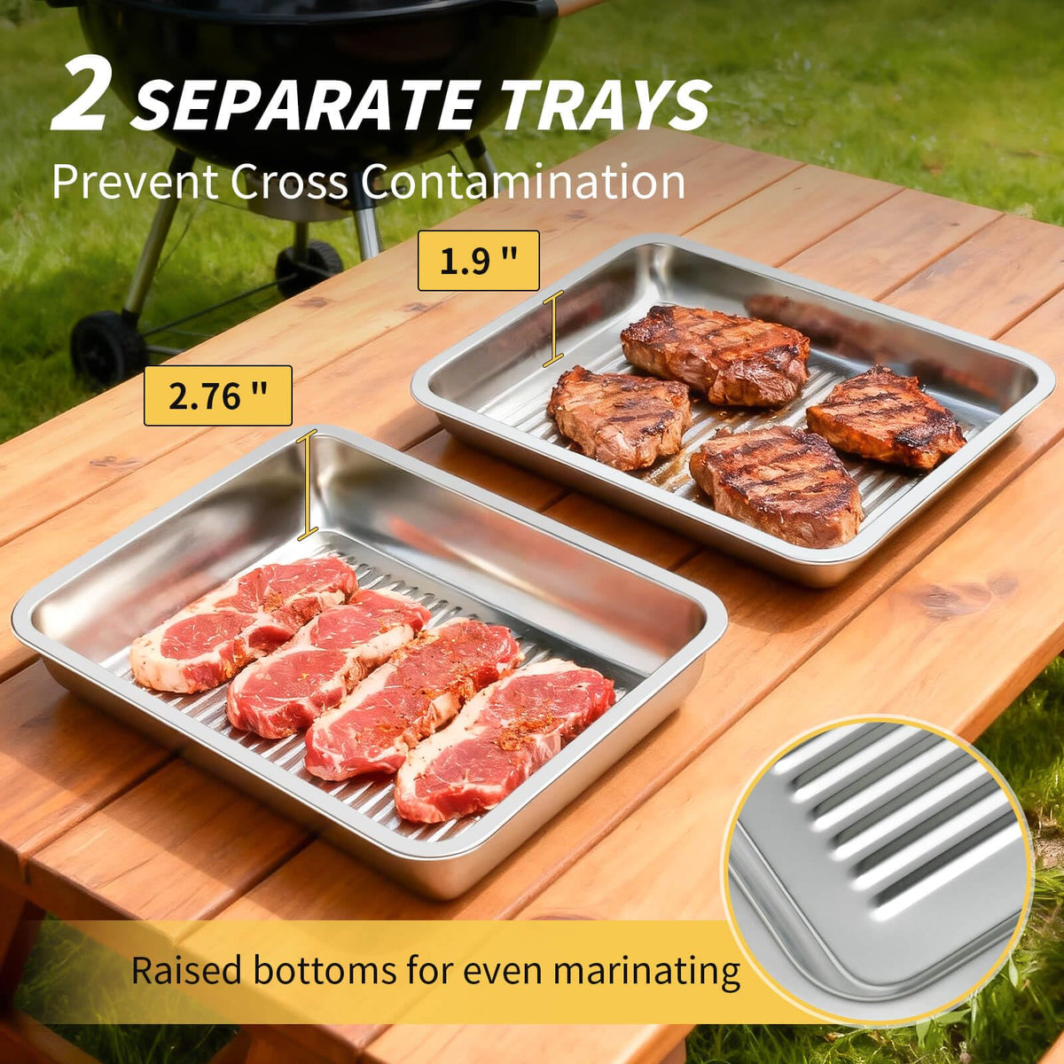 QIZHENXX grilling prep tray with punched holes – drains juices while keeping ingredients organized