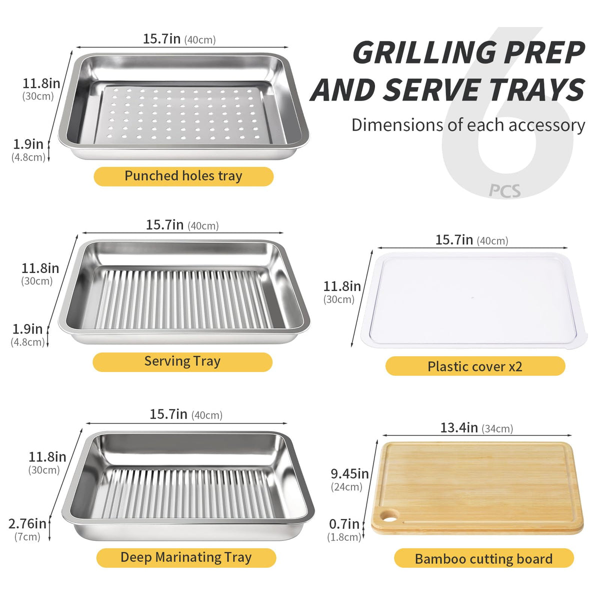 QIZHENXX grilling prep tray shallow – great for prepped vegetables and sides