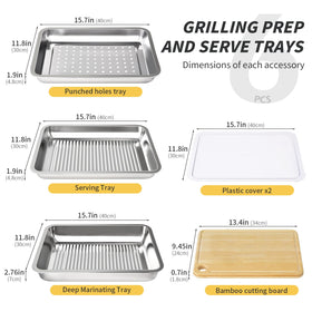 QIZHENXX grilling prep tray shallow – great for prepped vegetables and sides