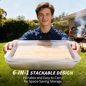 QIZHENXX tray with juice groove – catches drips and keeps counters clean