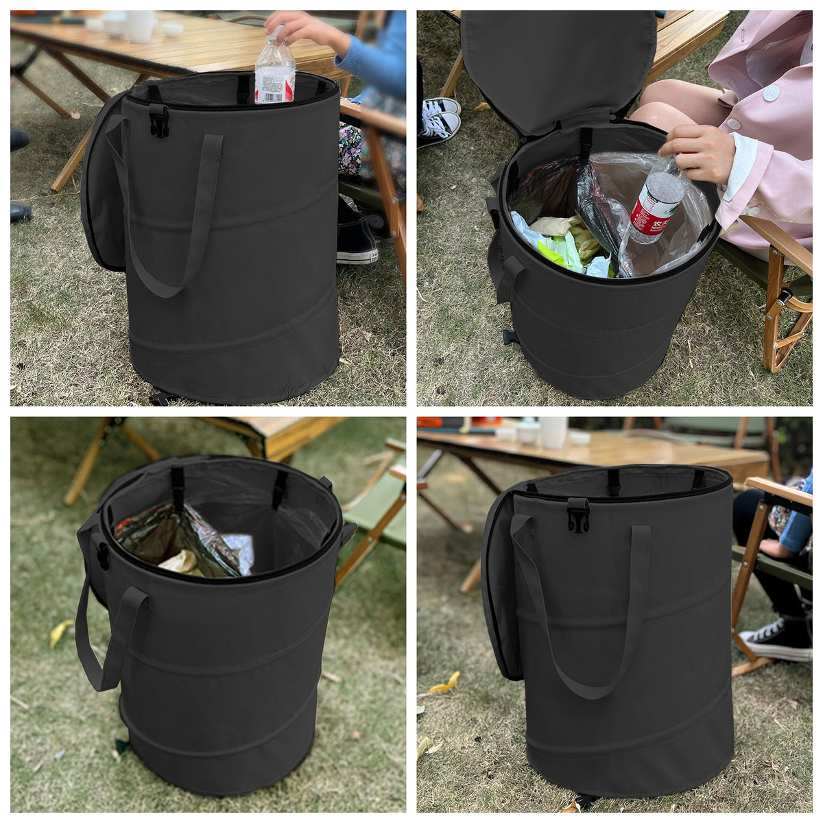 QJXX anti-collapse design keeps the bin upright during use outdoors