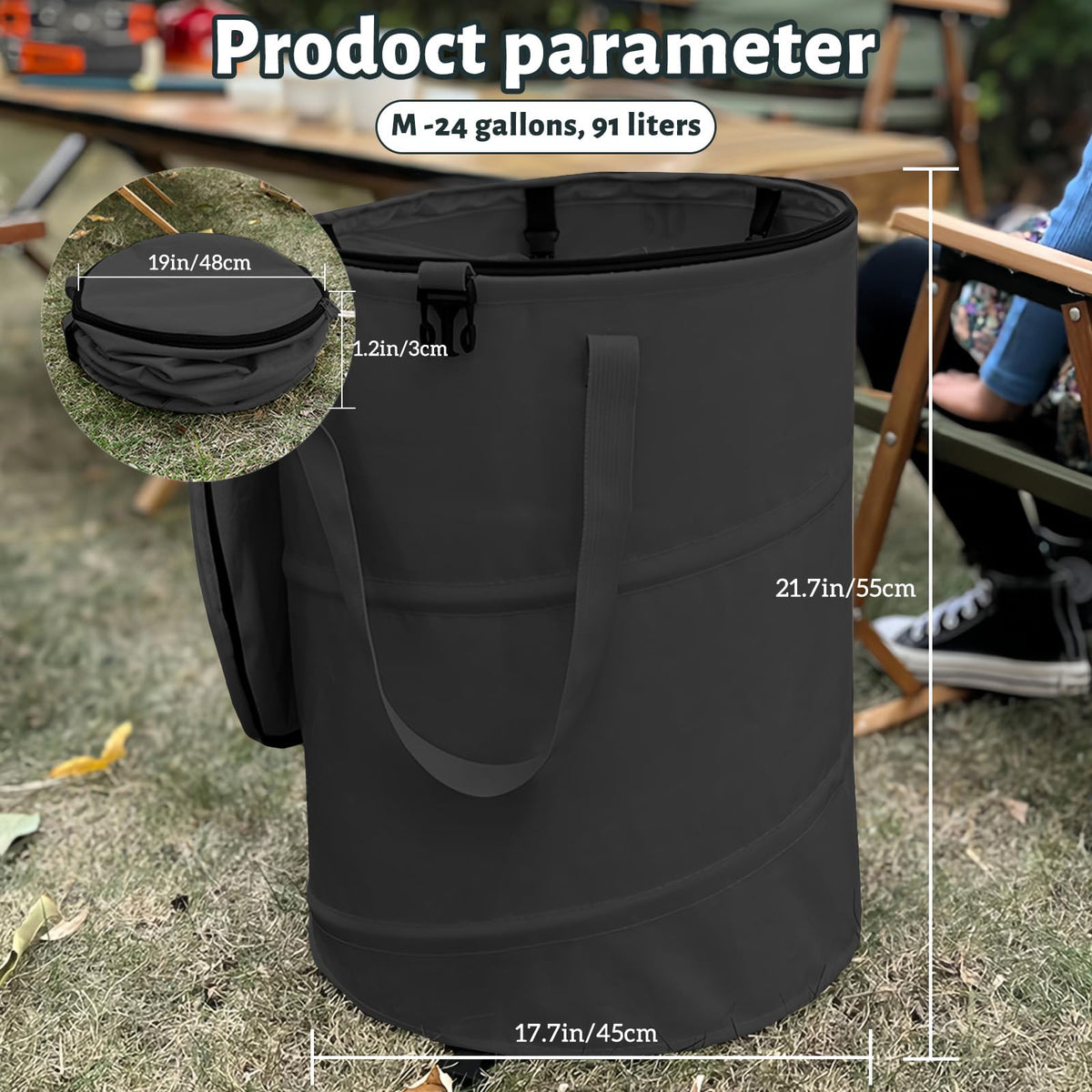 QJXX leaf yard waste bag with fixing clips supports organized disposal