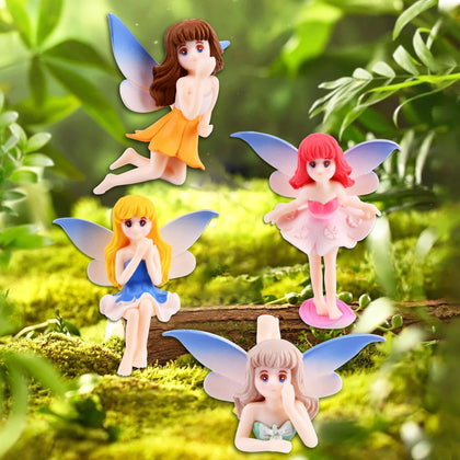 QKDS blue sitting fairy figurine on a pot adds charming color.