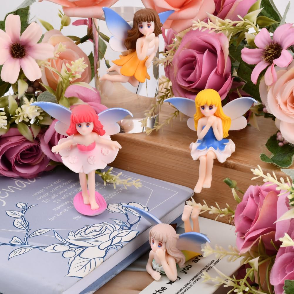 QKDS pink standing fairy figurine adds charm to shelves and pots.