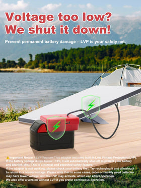 Low voltage cutoff feature of the QKJCE Starlink Mini adapter in action