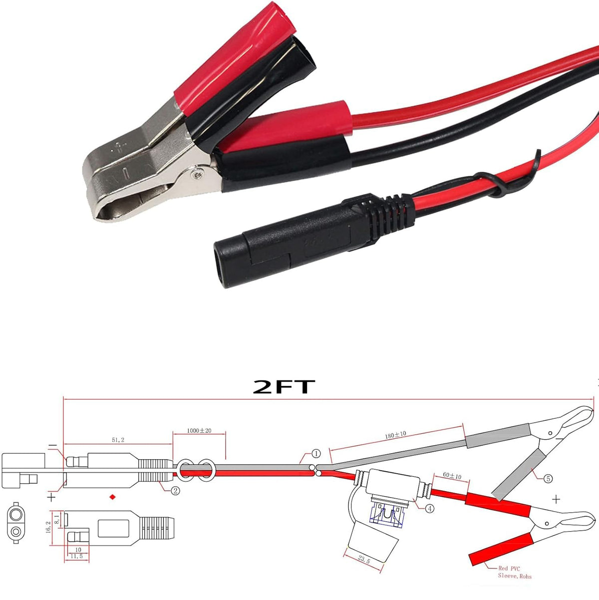 QKUDNGHY alligator clip to SAE adapter enables quick solar charging setups