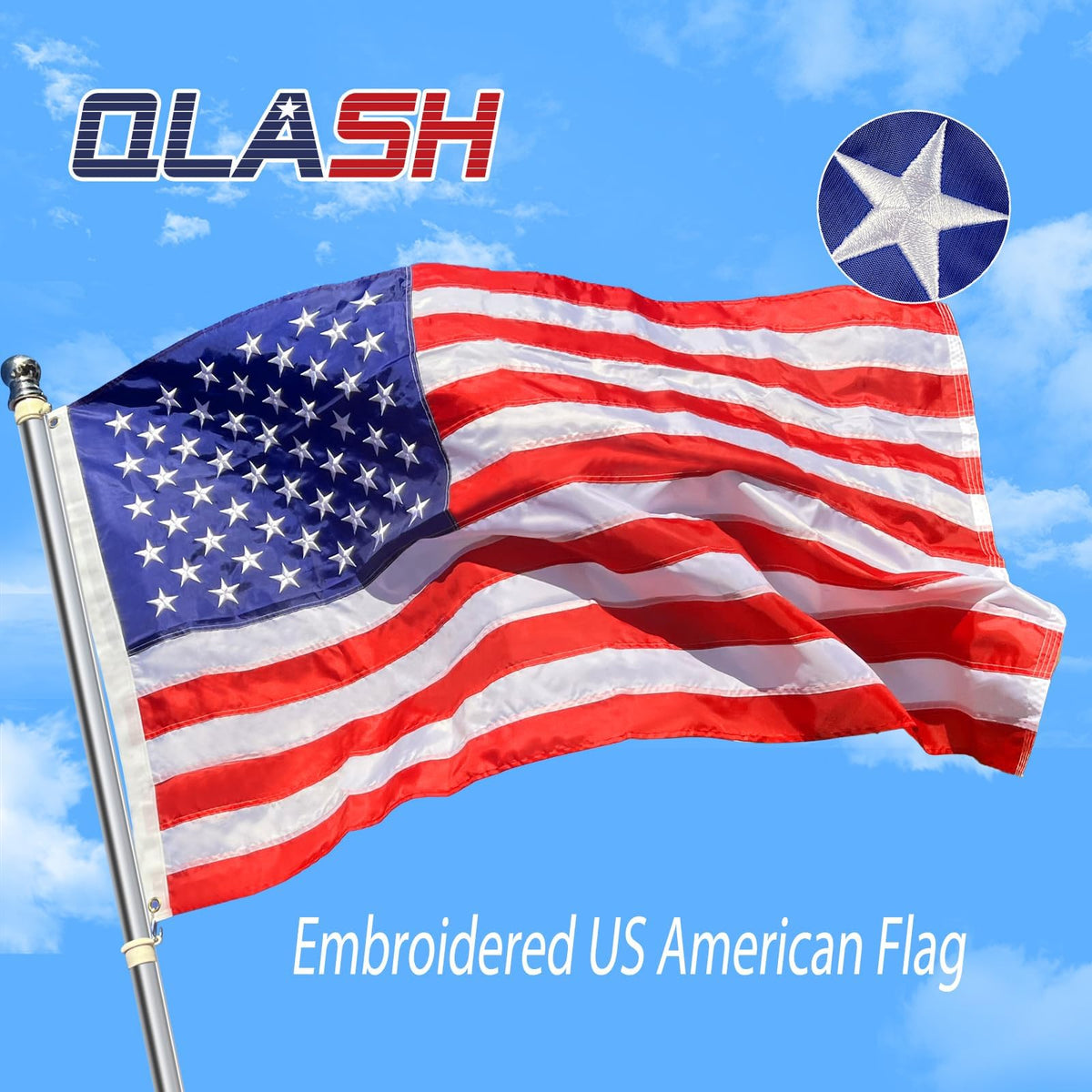 QLASH heavy-duty nylon outdoor flag built for year-round outdoor use.