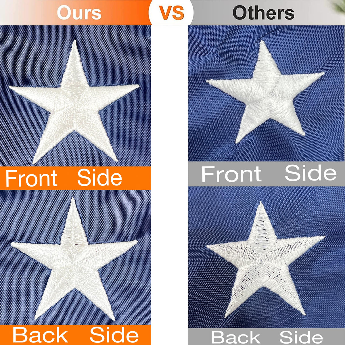 QLASH stars and stripes embroidery showcases precise craftsmanship.