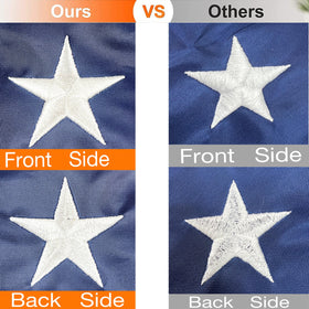 QLASH stars and stripes embroidery showcases precise craftsmanship.