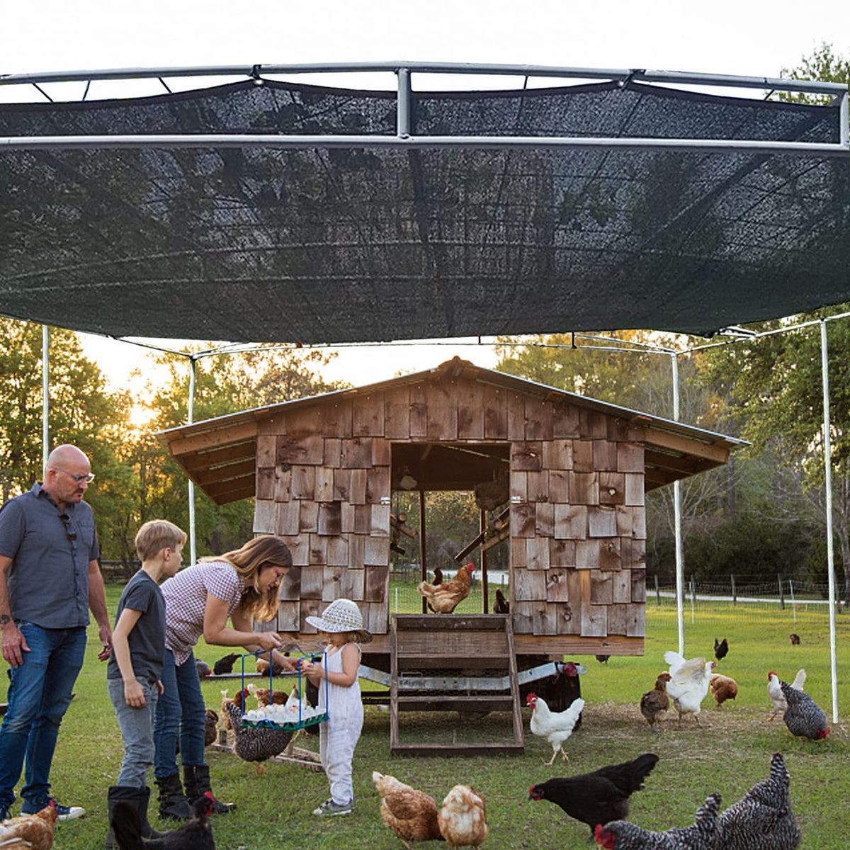 QLOFEI shade cloth on kennel or coop for cooling shade