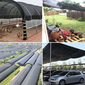 QLOFEI shade cloth over lawn area reducing sun while keeping airflow