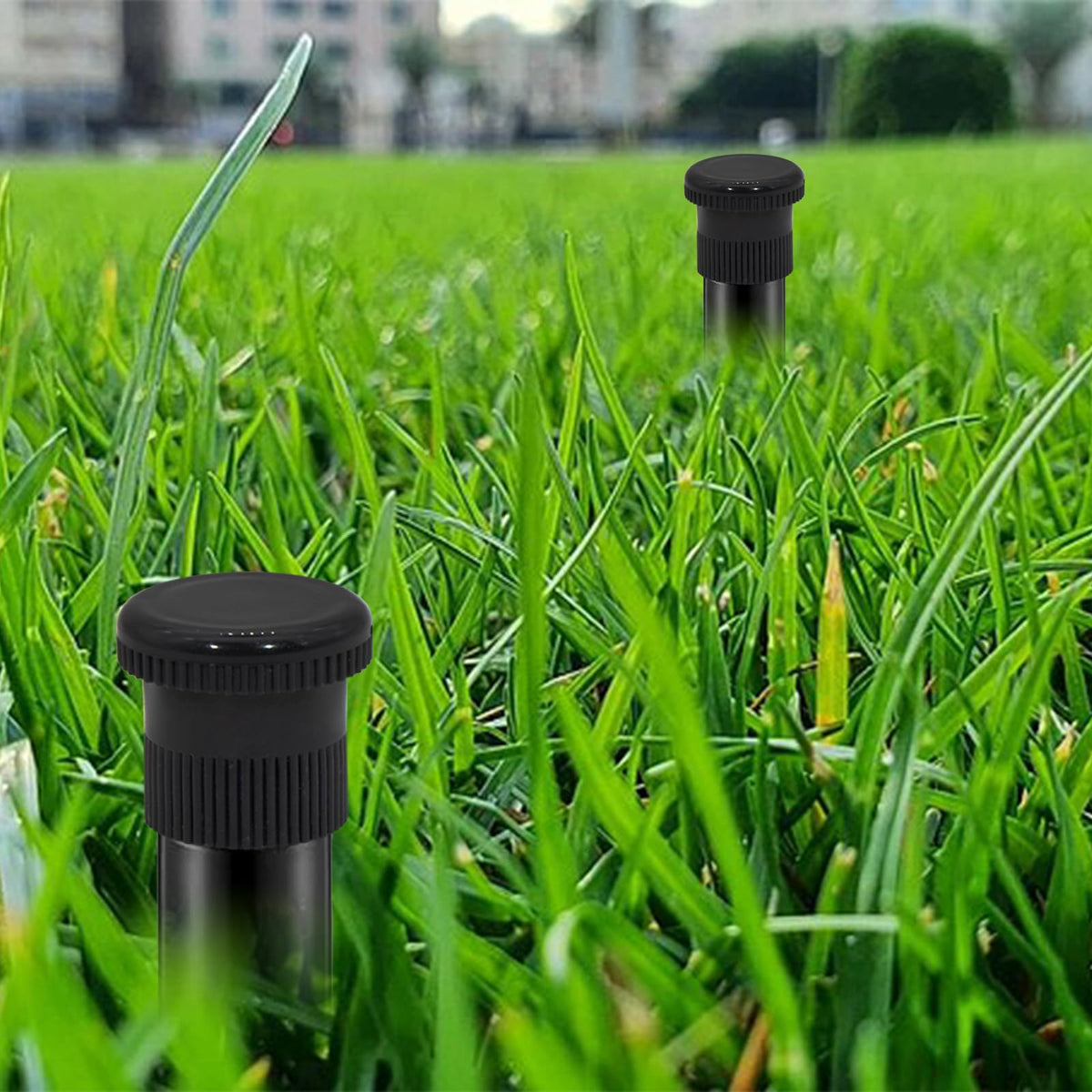 Qmagic five-pack spray shut off nozzles support durable outdoor irrigation.