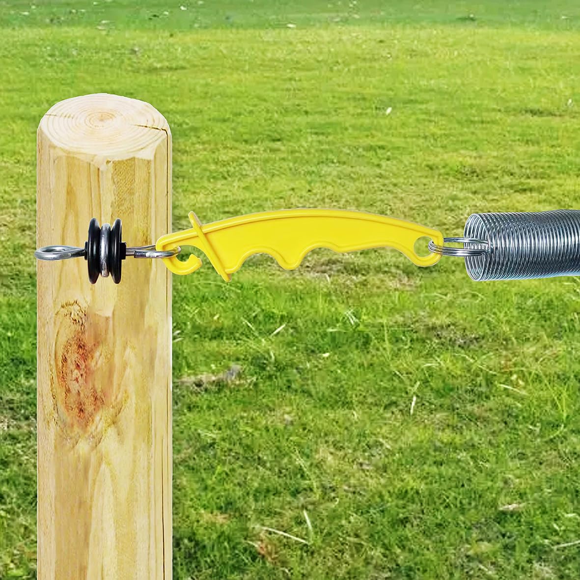 QMARK 10-pack yellow electric fence gate handles for versatile fencing.