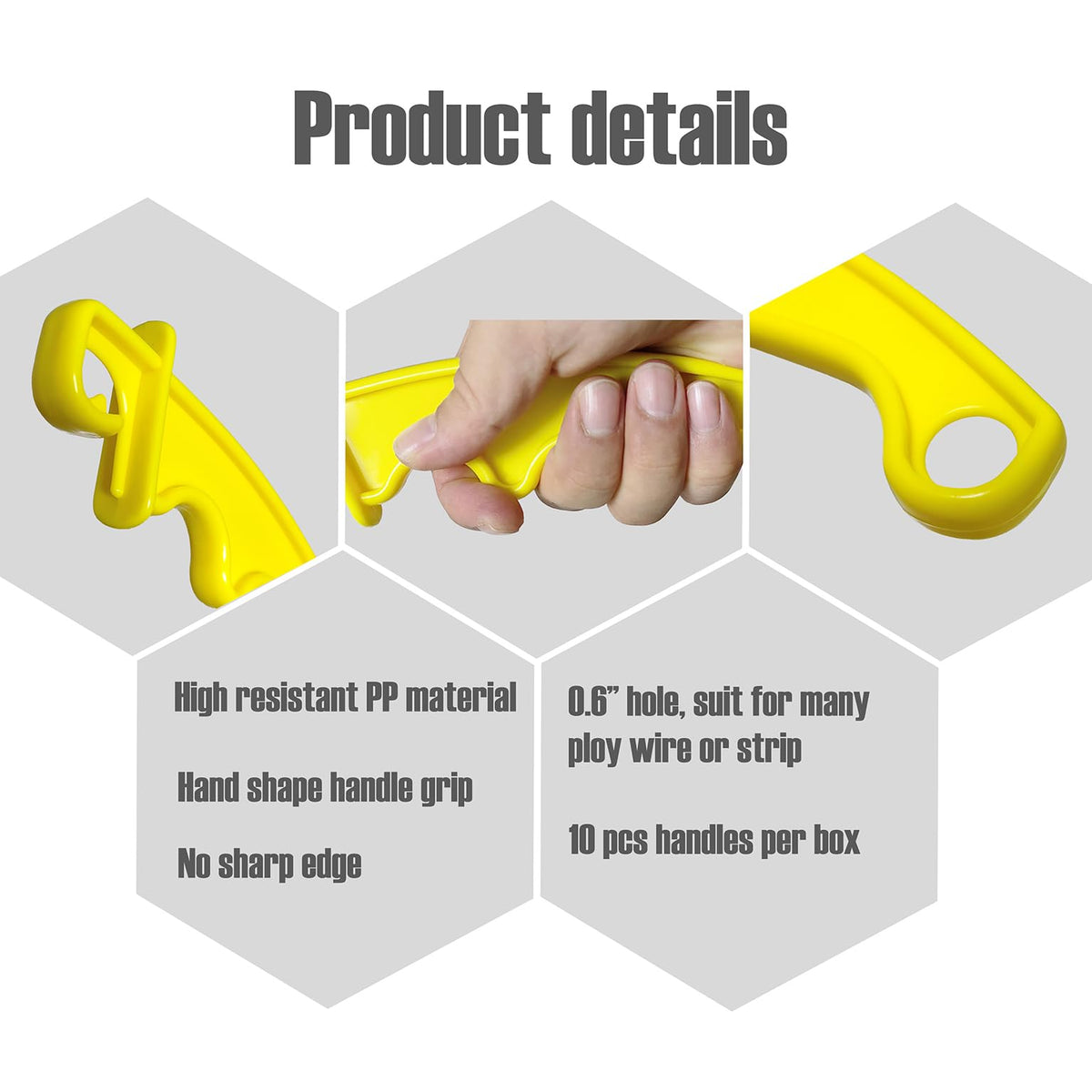 QMARK durable yellow gate handle withstands weather and frequent use.