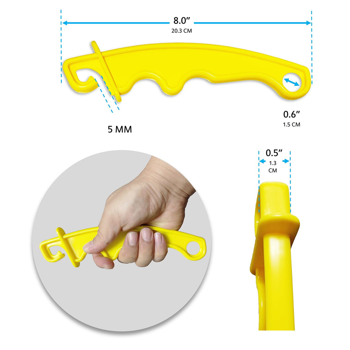 QMARK insulated plastic gate handle in yellow 8in designed for durable fencing.