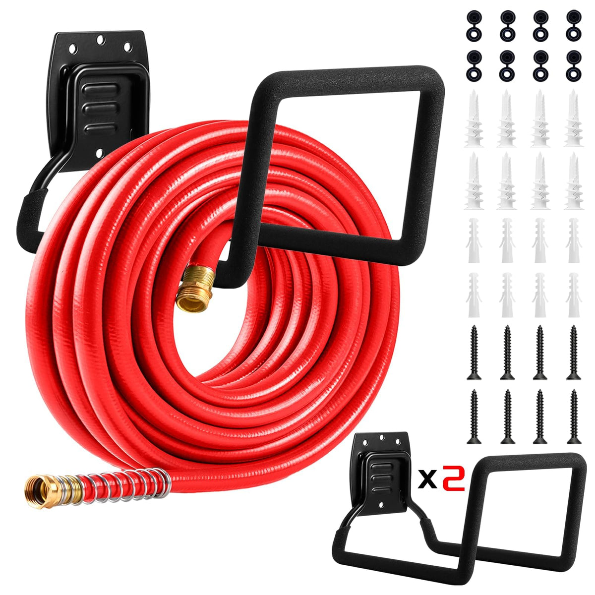 QMSK garden hose holder wall mount for neat outdoor storage.