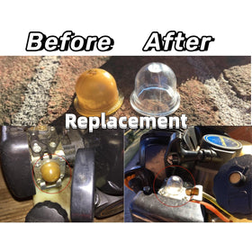 QMTCYXGS carburetor primer bulbs in use on a trimmer