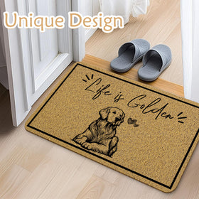 Qnhij dog door mat non-slip back keeps entryway secure and steady.