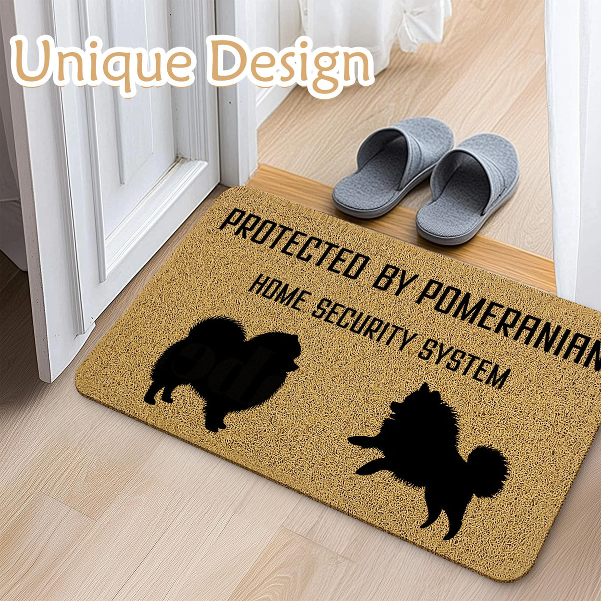 Qnhij funny dog doormat featuring Pom design brings playful personality to the entrance.