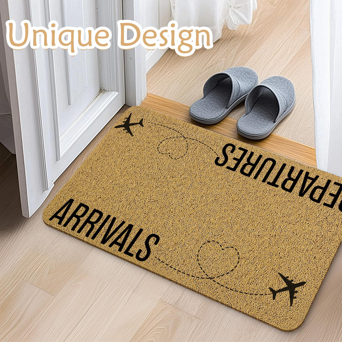 Qnhij Funny Welcome Mat close-up texture in durable polyester fibers.