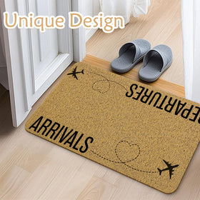 Qnhij Funny Welcome Mat close-up texture in durable polyester fibers.