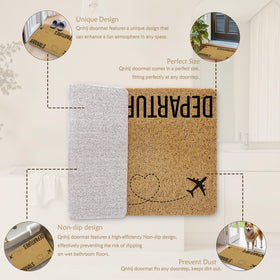 Qnhij Funny Welcome Mat showing a durable polyester surface for daily use.