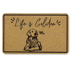 Qnhij Golden Retriever welcome mat for the front door with dirt-trapping and durable surface.