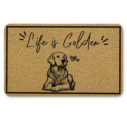 Qnhij Golden Retriever welcome mat for the front door with dirt-trapping and durable surface.