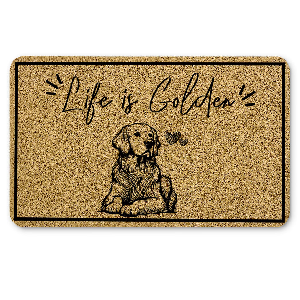 Qnhij Golden Retriever welcome mat for the front door with dirt-trapping and durable surface.