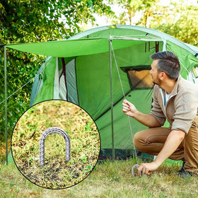 QNLONG camping-tent stakes simplify ground insertion for quick anchoring.