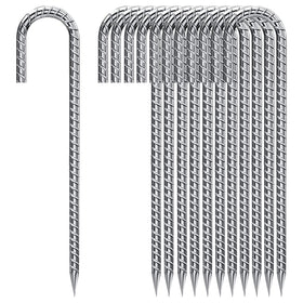 QNLONG ground stakes 12inch spiral design provide strong grip in sand or rocky soil.