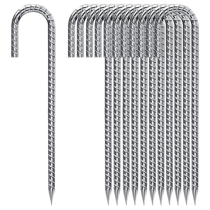 QNLONG ground stakes 12inch spiral design provide strong grip in sand or rocky soil.