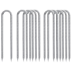 QNLONG rebar stakes 12-inch galvanized ground anchors provide secure rust-resistant support.