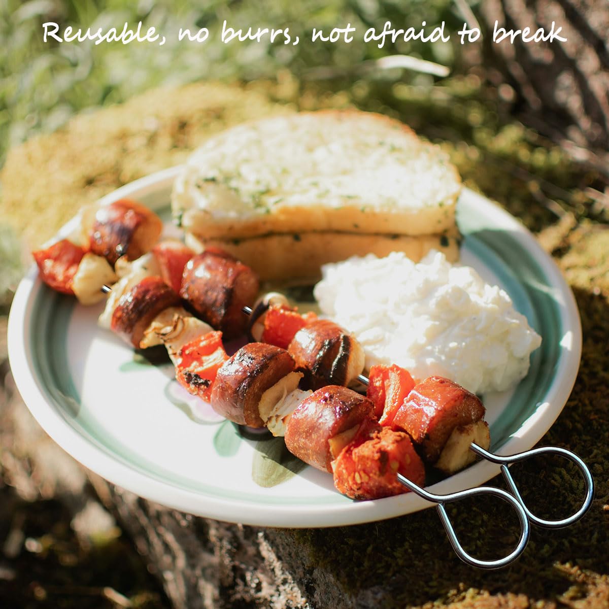 Qoaimu multi-use skewers ideal for camping and outdoor BBQs.