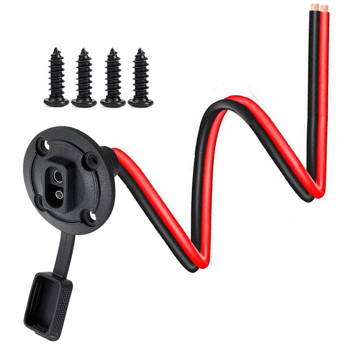 QOFOWIN SAE power socket sidewall connector with red/black cable for solar mounting.