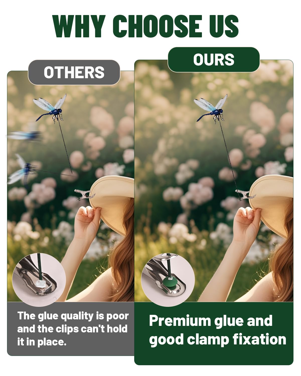 QOJH dragonfly clip on backpack adds decorative pest deterrence.