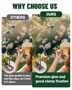 QOJH dragonfly clip on backpack adds decorative pest deterrence.