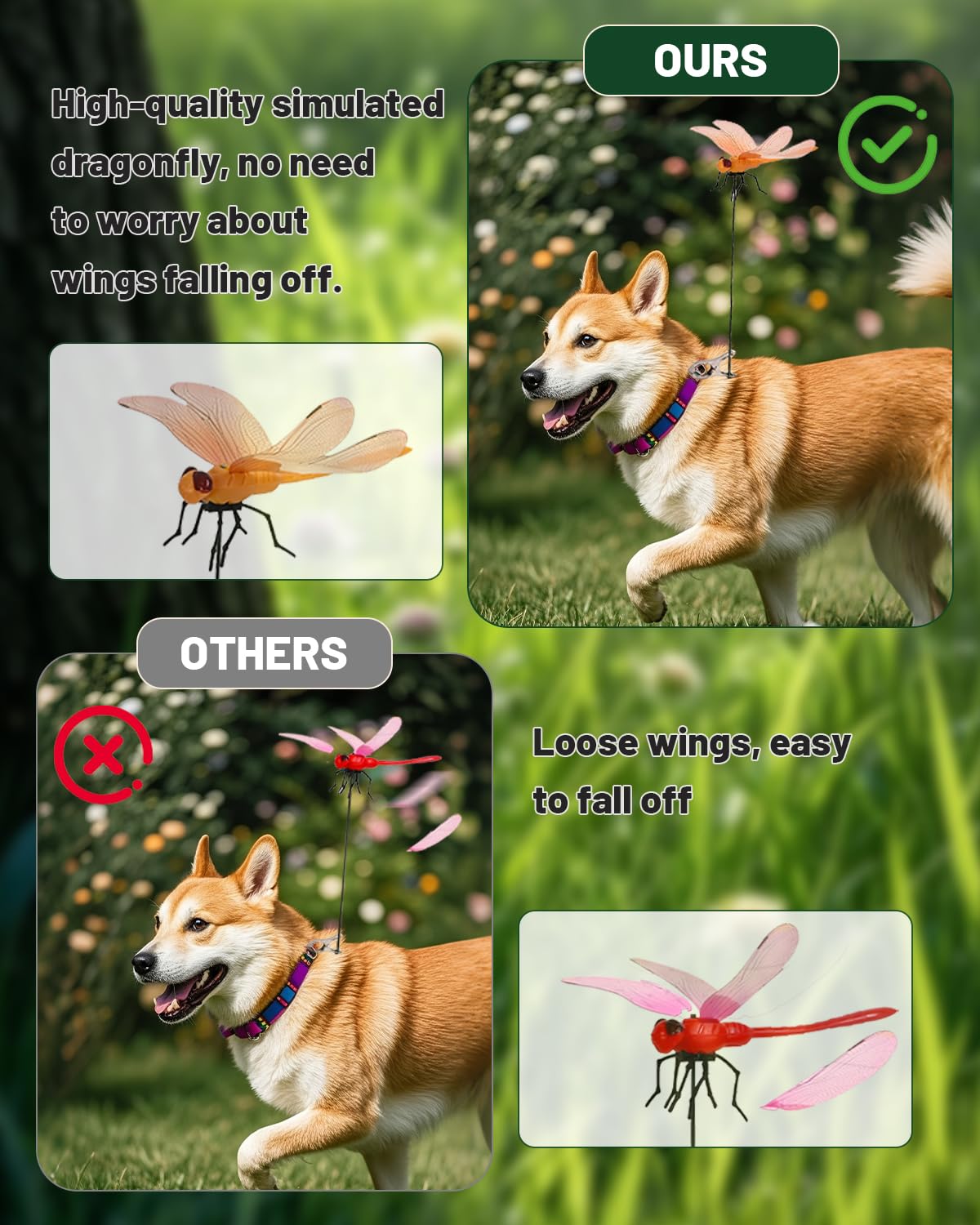 QOJH dragonfly garden stake enhances yard decor and pest deterrence.