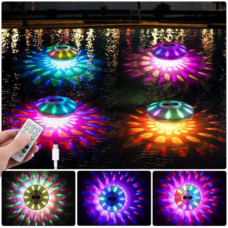 QOLNBY floating pool lights pack 4 illuminate water for vibrant ambience