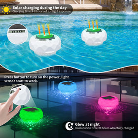 Qoolife pool chlorine floater eight color options and four light modes for ambiance.