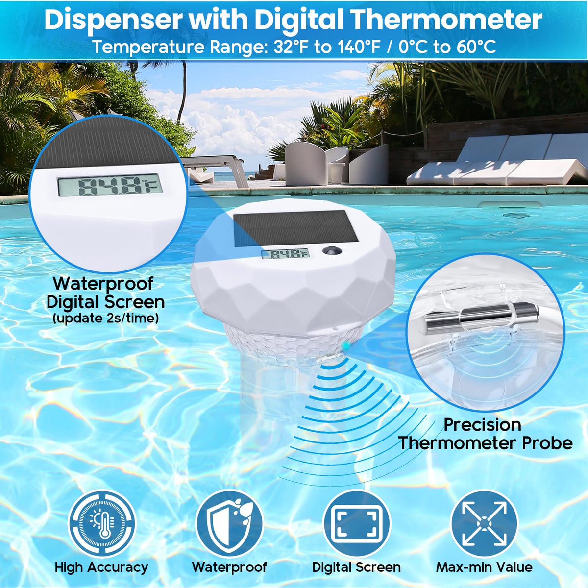 Qoolife pool chlorine floater adjustable release controls chlorine levels for your pool.