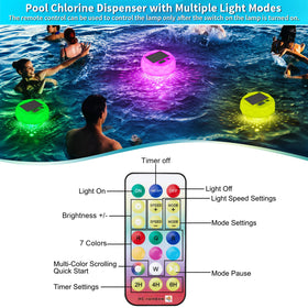Qoolife pool chlorine floater solar recharge powers nightly lighting without battery replacement.